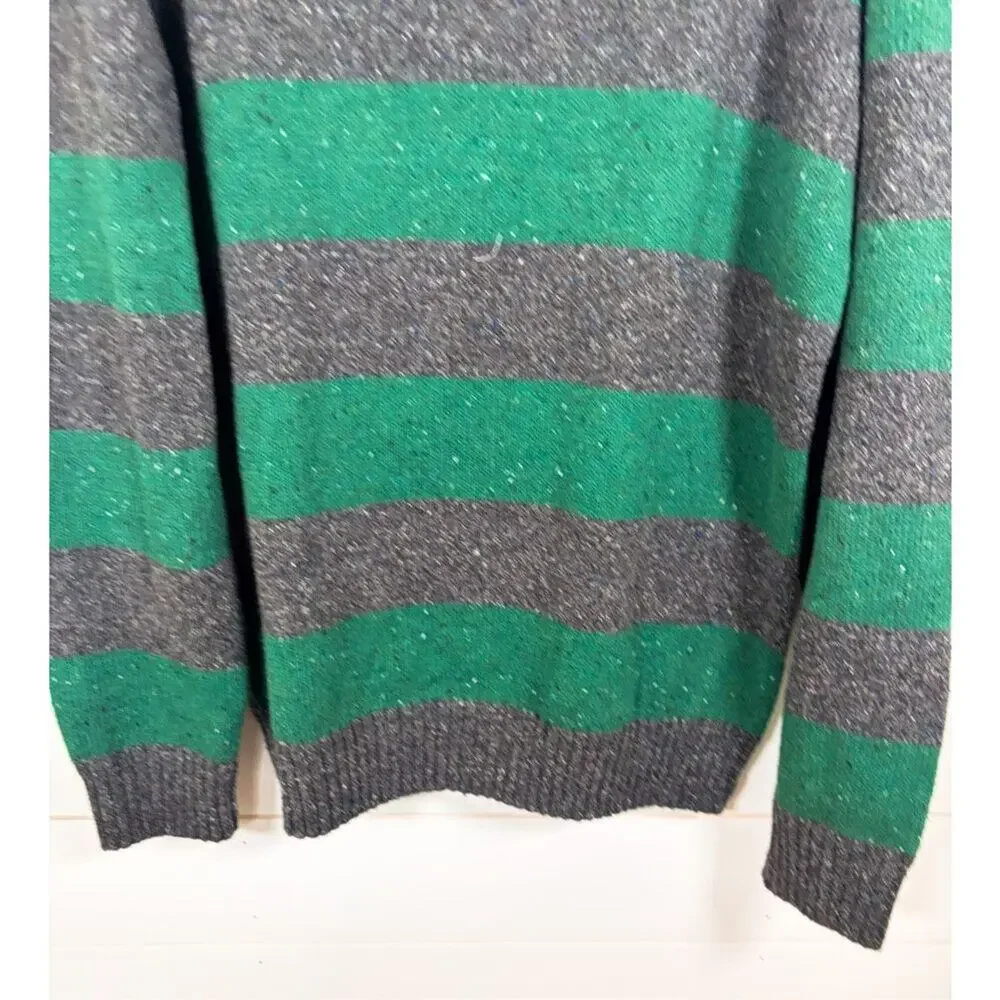 Urban Pipeline Men's Striped Knit Shawl Collar Sweater Heather Gray Green Large